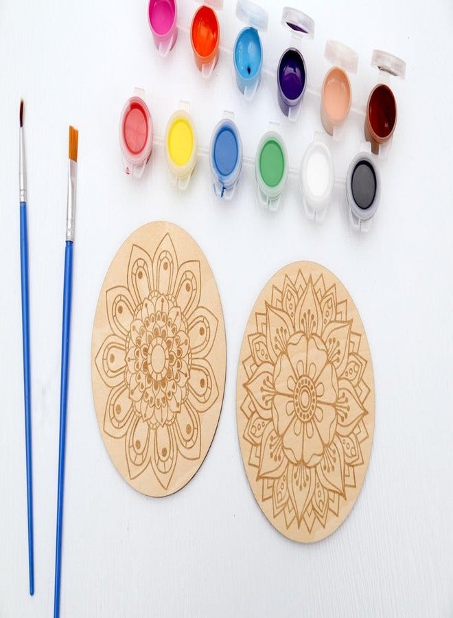 Curious Button قاعدة أكواب خشبية غير مكتملة بتصميم ماندالا من Curious Button، عبوة من 4 قطع دائرية من خشب الصنوبر MDF، مقاس 10 سم، قواعد أكواب محفورة غير مكتملة، مناسبة للرسم على الخشب، ألواح MDF سادة، أعمال فنية يدوية (النمط E) - Image 5